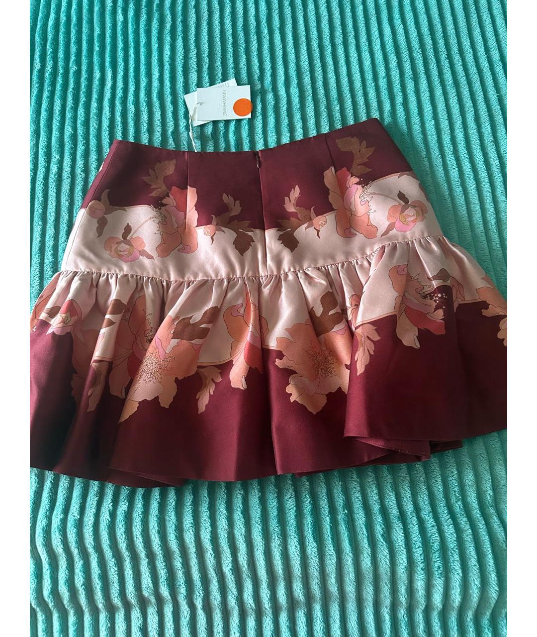 ZIMMERMANN Бордовая шерстяная юбка мини, фото 2