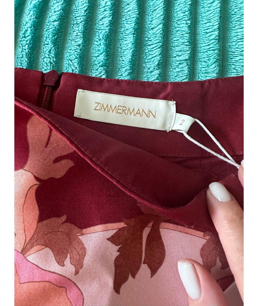 ZIMMERMANN Бордовая шерстяная юбка мини, фото 3