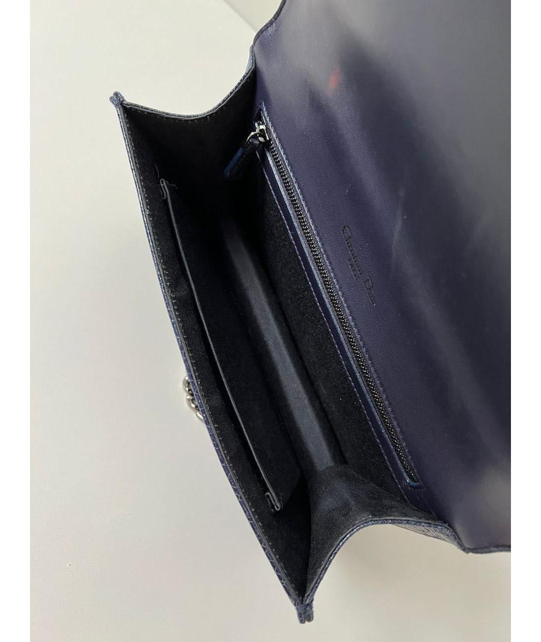 CHRISTIAN DIOR Темно-синяя кожаная сумка через плечо, фото 5