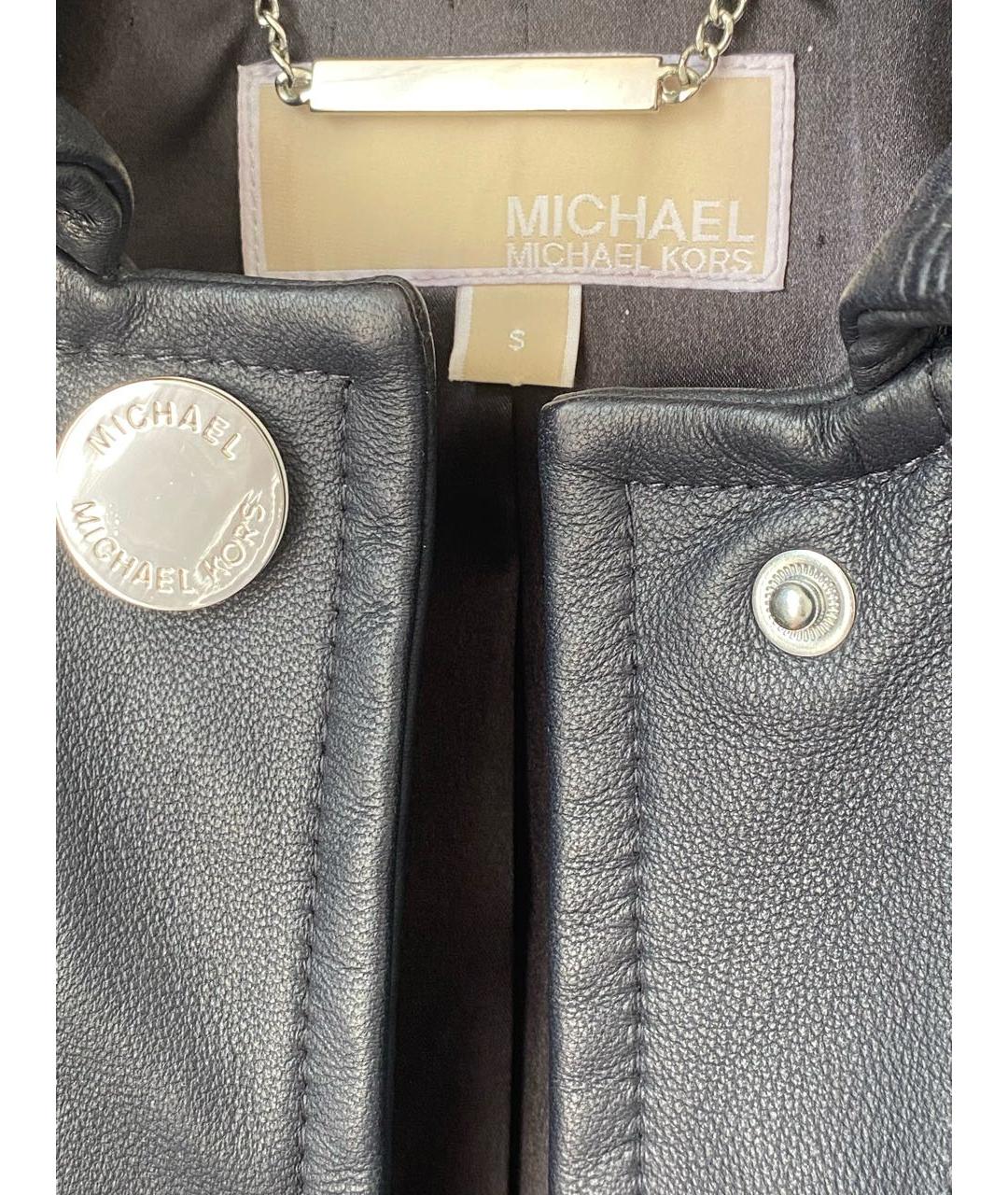 MICHAEL MICHAEL KORS Черная кожаная куртка, фото 4