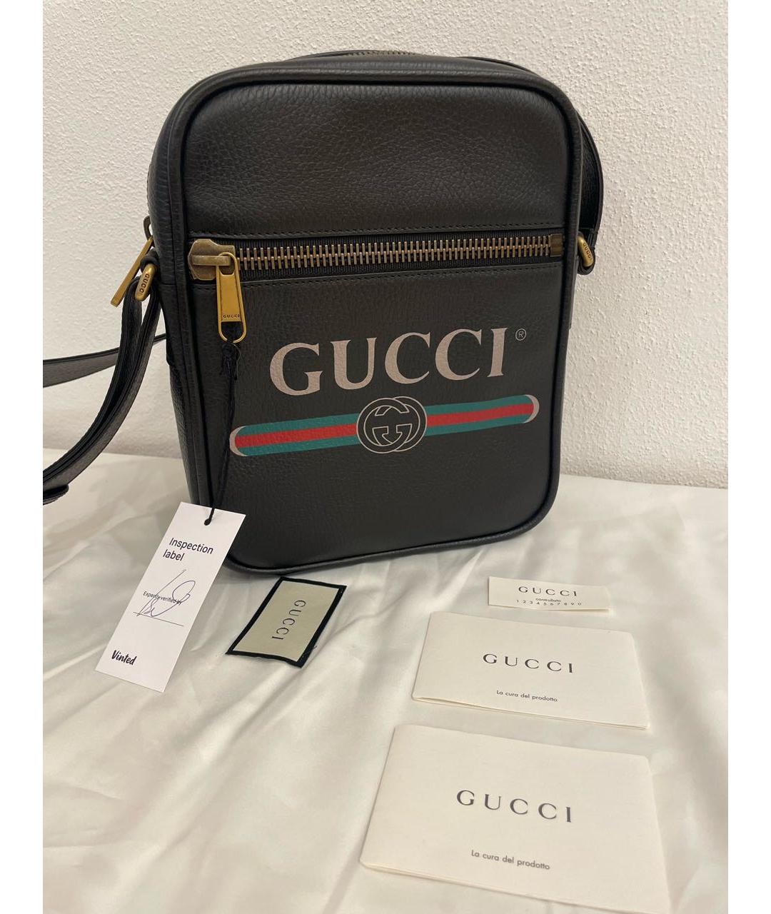 GUCCI Черная кожаная сумка на плечо, фото 2