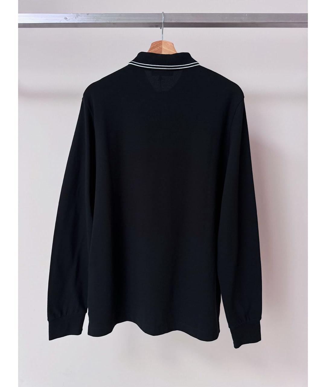 STONE ISLAND Черное хлопко-эластановое поло с длинным рукавом, фото 4