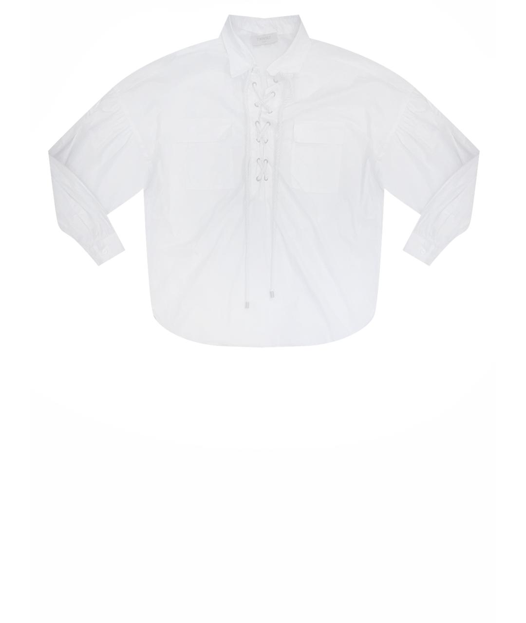 TWIN-SET Белая хлопко-эластановая рубашка, фото 1