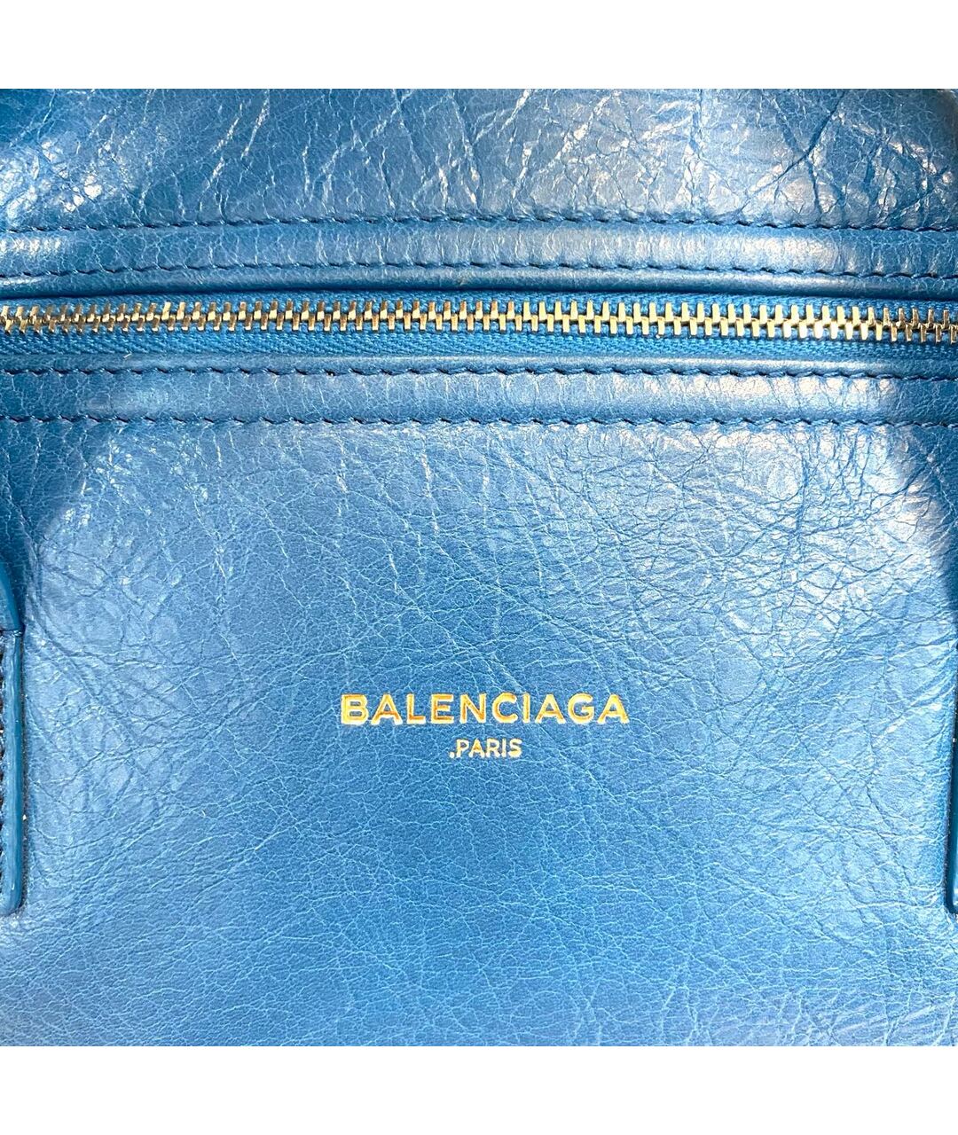 BALENCIAGA Синяя кожаная сумка тоут, фото 5