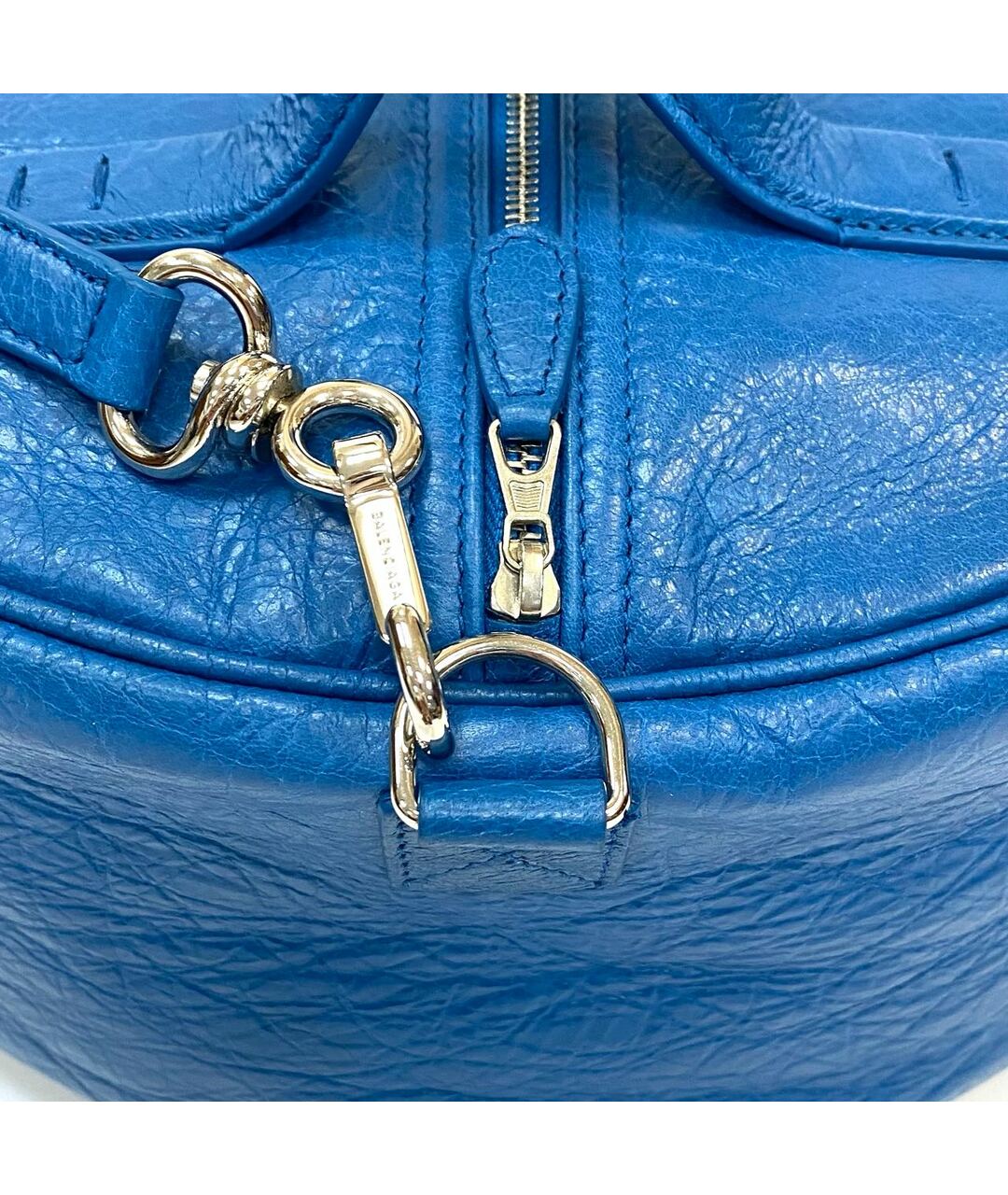 BALENCIAGA Синяя кожаная сумка тоут, фото 6