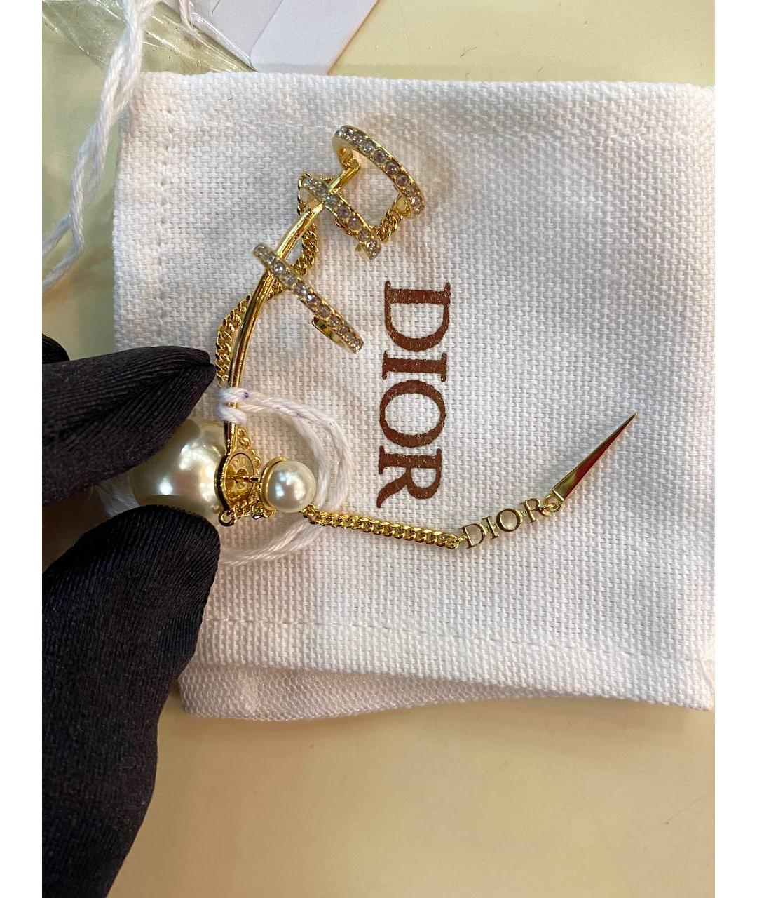 CHRISTIAN DIOR Золотые металлические серьги, фото 4