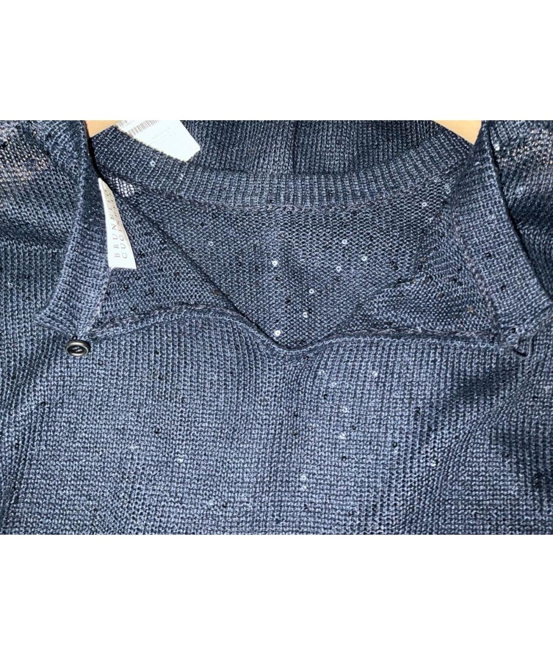 BRUNELLO CUCINELLI Синее хлопковое повседневное платье, фото 4