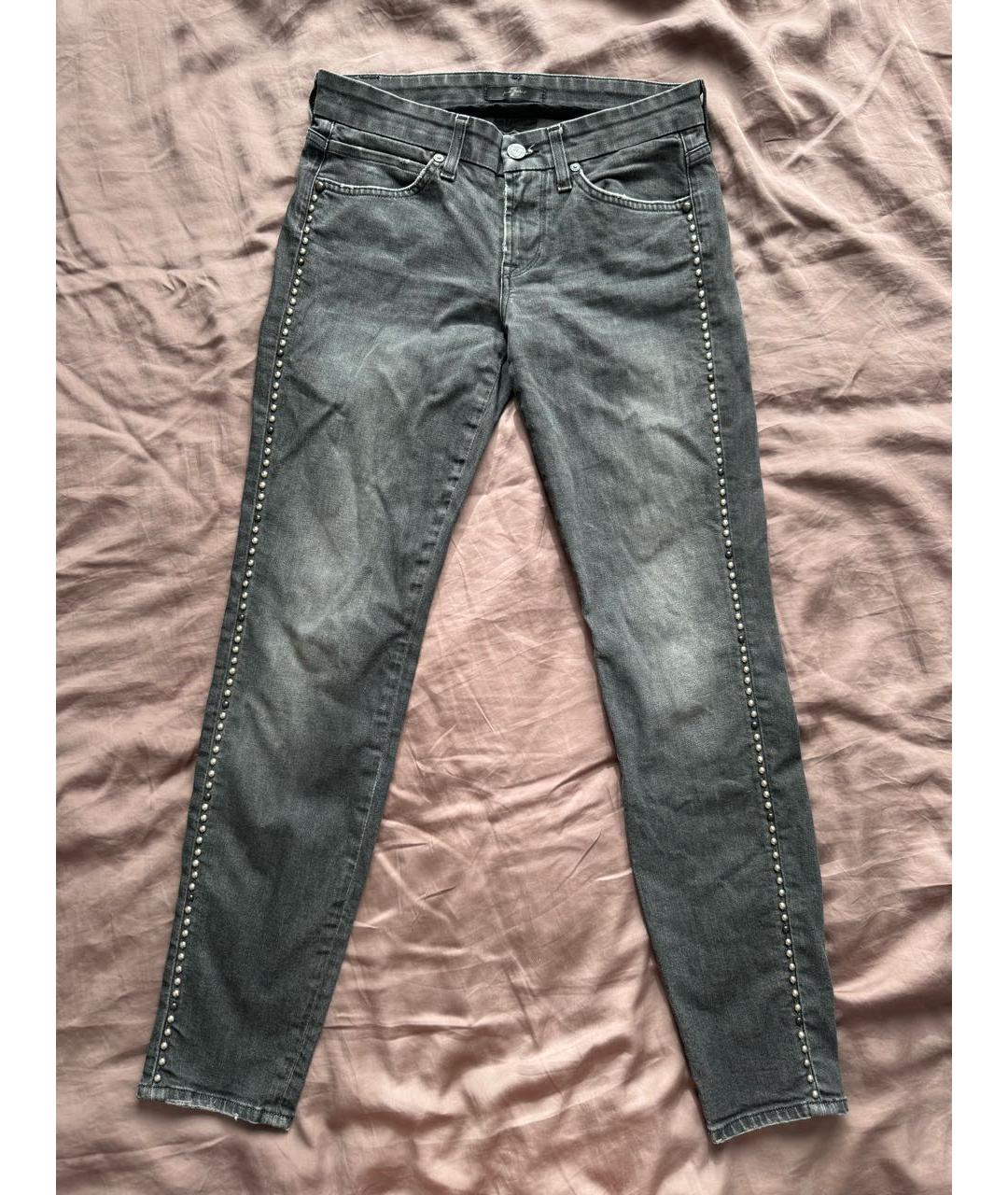7 FOR ALL MANKIND Антрацитовые хлопко-эластановые джинсы слим, фото 8