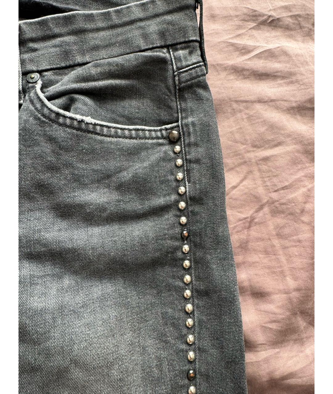 7 FOR ALL MANKIND Антрацитовые хлопко-эластановые джинсы слим, фото 4