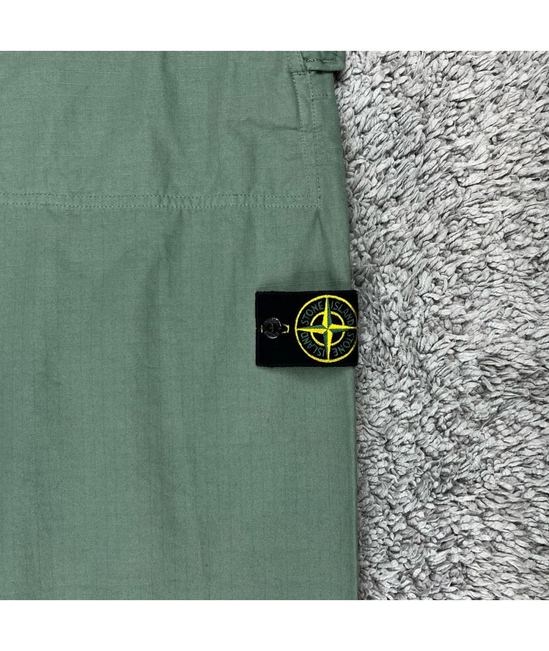 STONE ISLAND Зеленые хлопковые повседневные брюки, фото 5