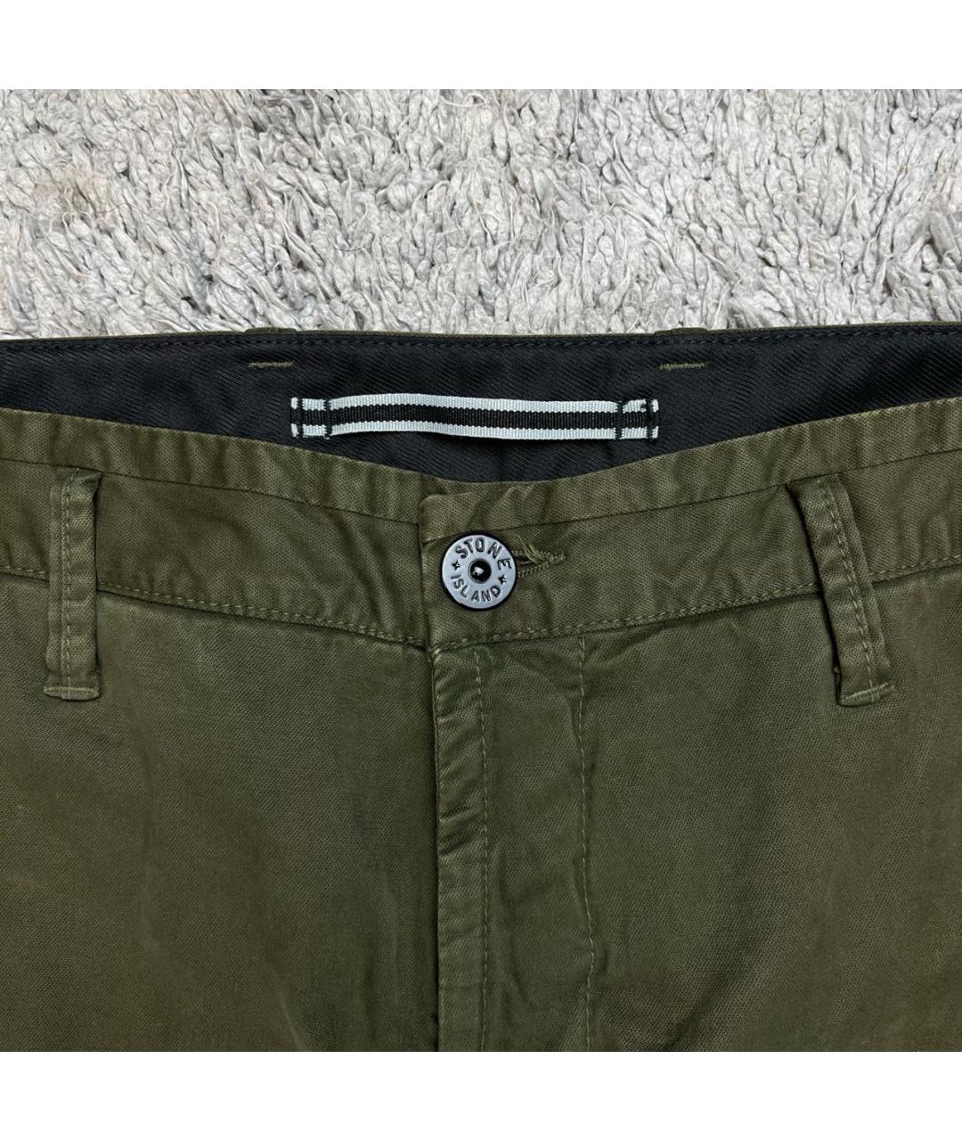 STONE ISLAND Хаки хлопковые повседневные брюки, фото 3