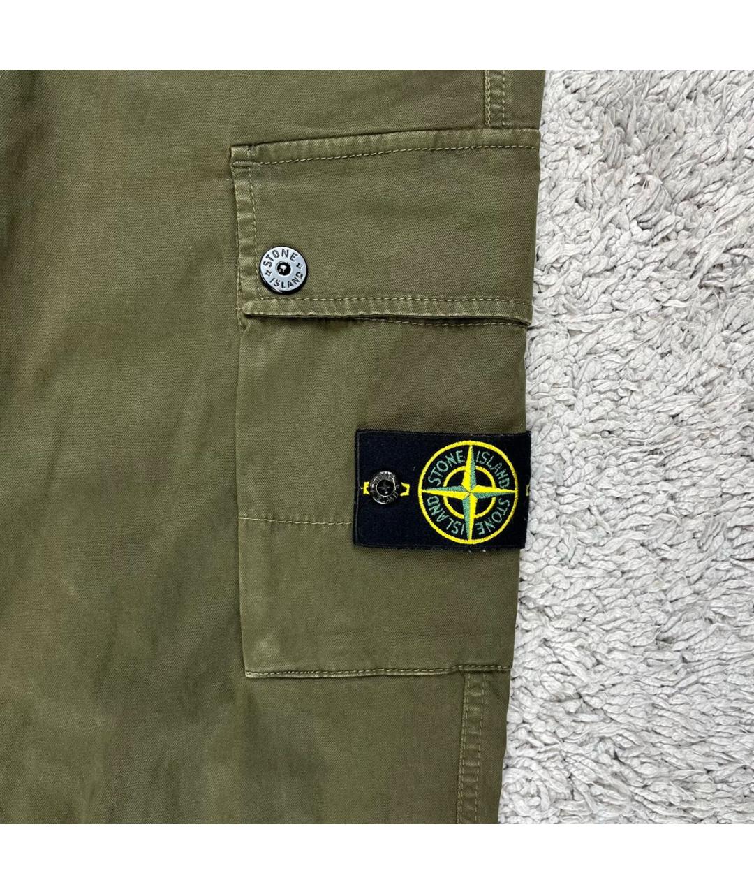 STONE ISLAND Хаки хлопковые повседневные брюки, фото 5