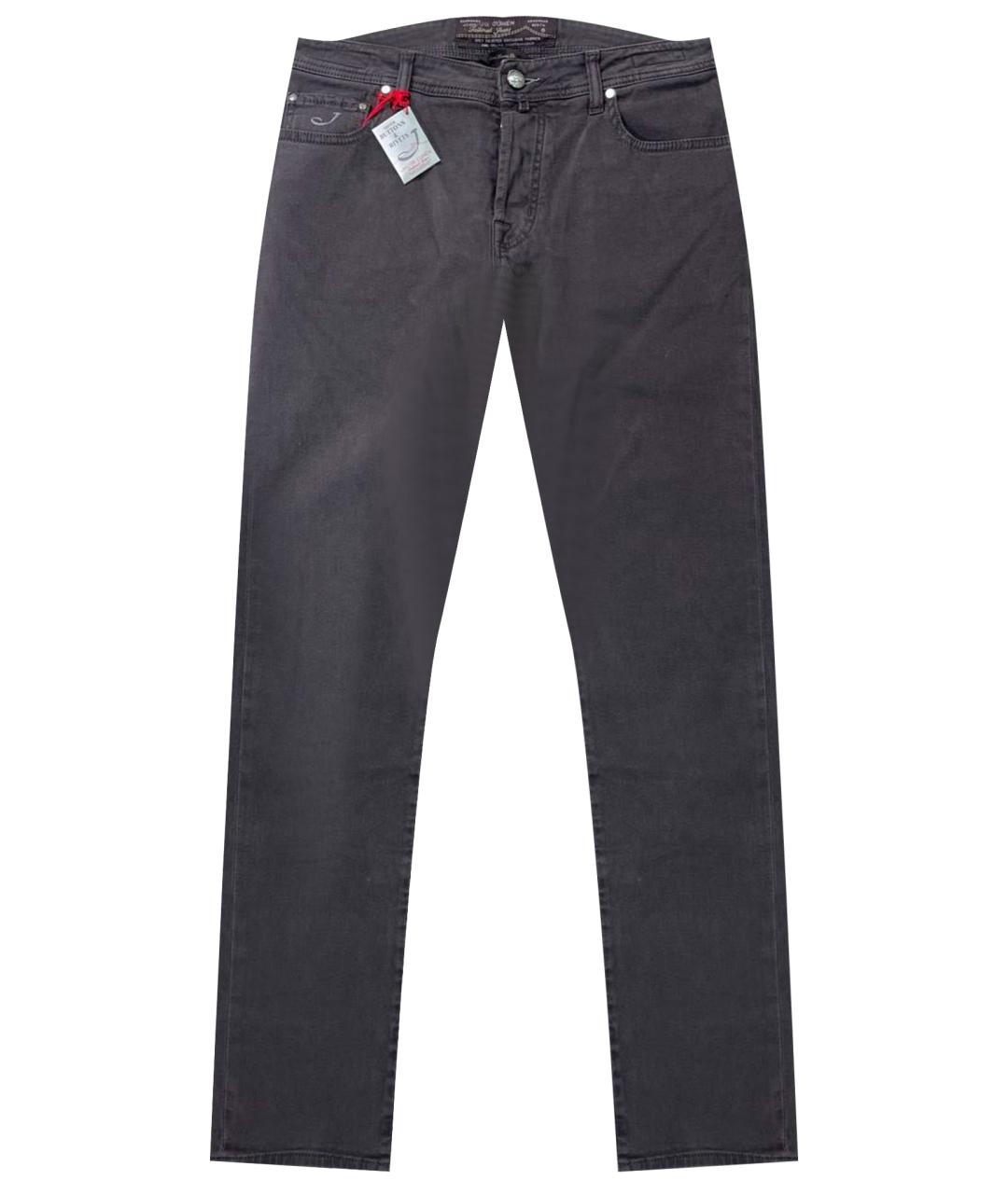 JACOB COHEN Антрацитовые хлопко-эластановые джинсы, фото 1