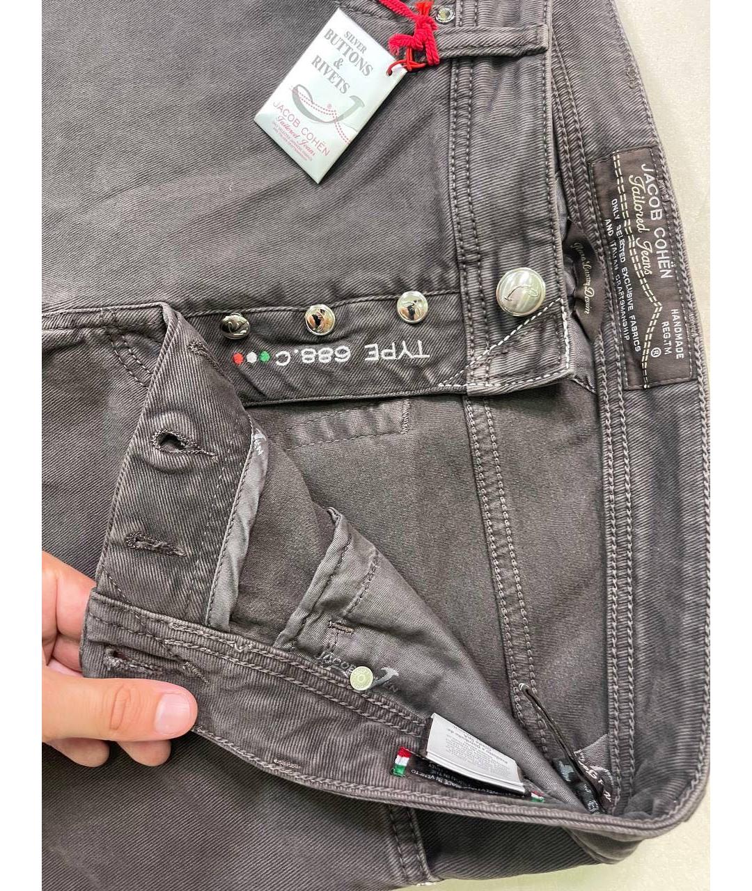 JACOB COHEN Антрацитовые хлопко-эластановые джинсы, фото 6