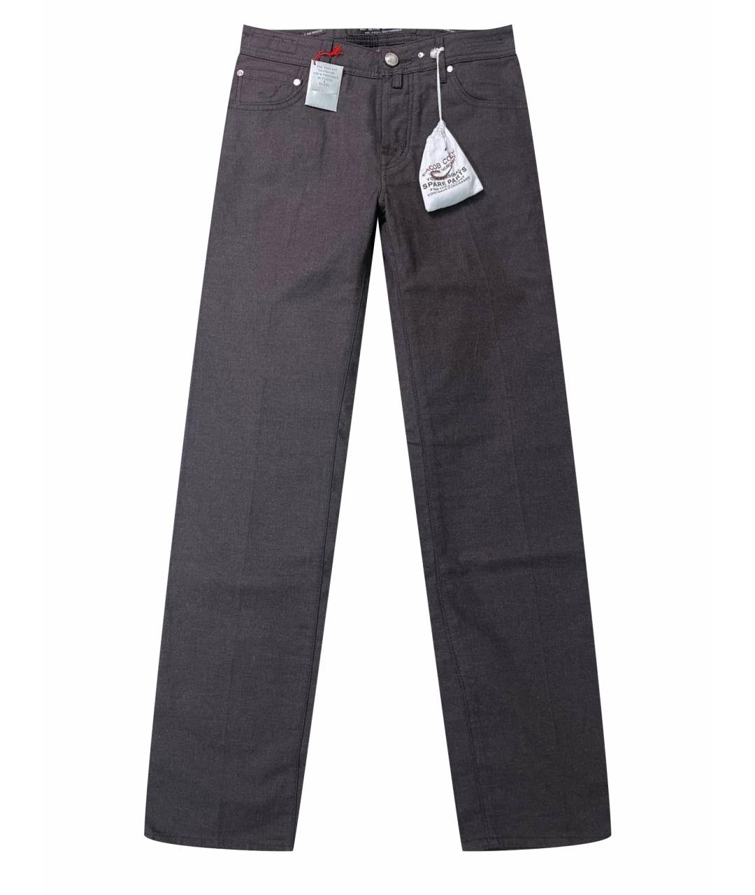 JACOB COHEN Коричневые хлопко-эластановые повседневные брюки, фото 1