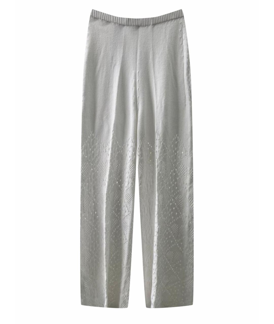 TWIN-SET Белые хлопковые брюки широкие, фото 1