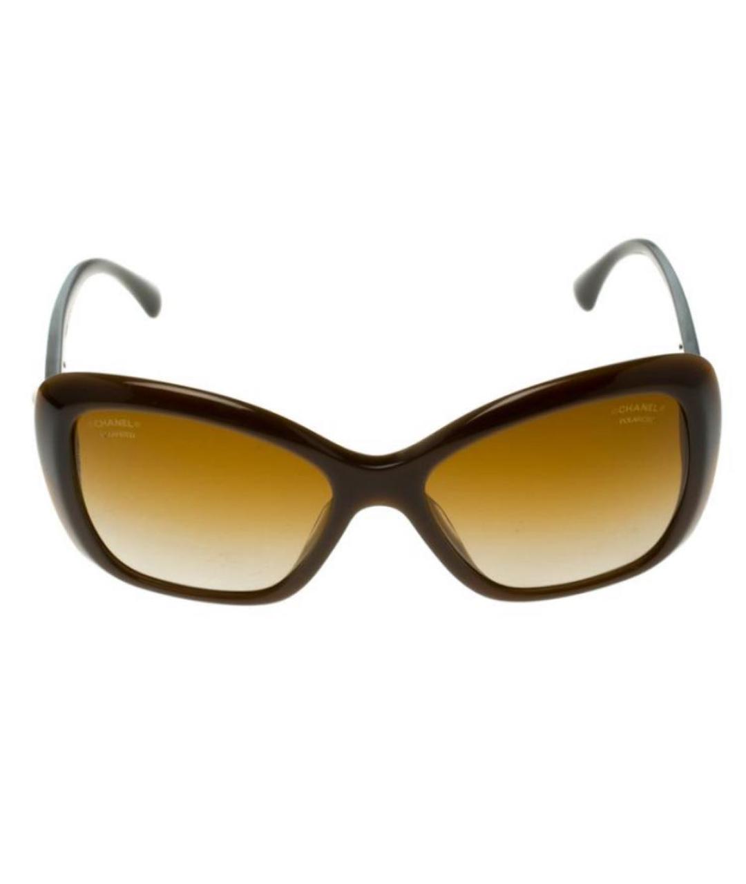 CHANEL Коричневые пластиковые солнцезащитные очки, фото 1