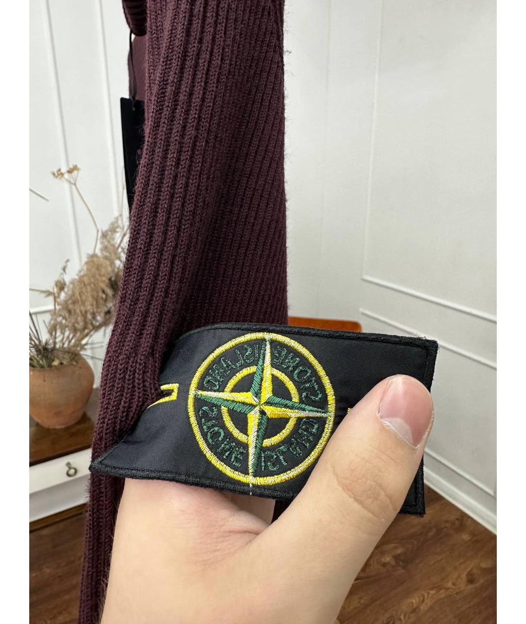 STONE ISLAND Бордовая шерстяная водолазка, фото 6