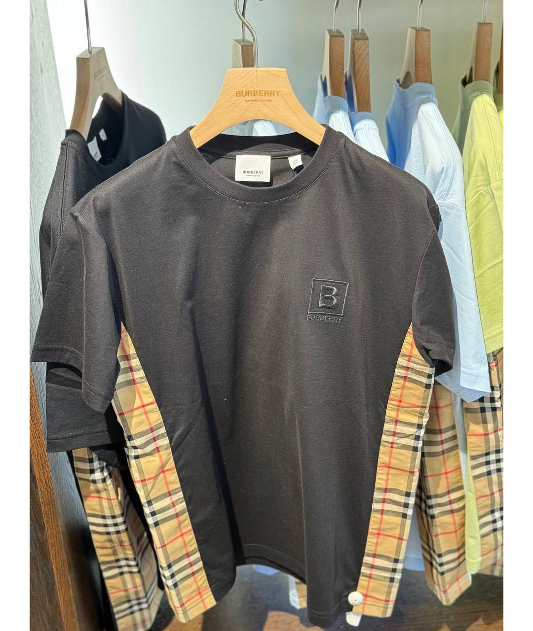 BURBERRY Черная хлопковая футболка, фото 3
