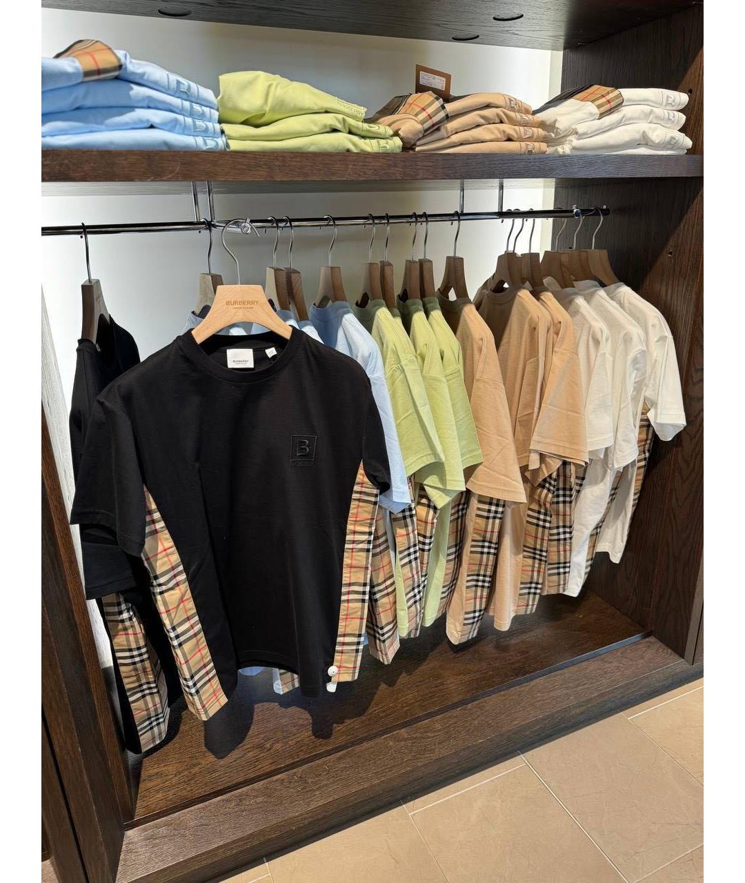 BURBERRY Черная хлопковая футболка, фото 2