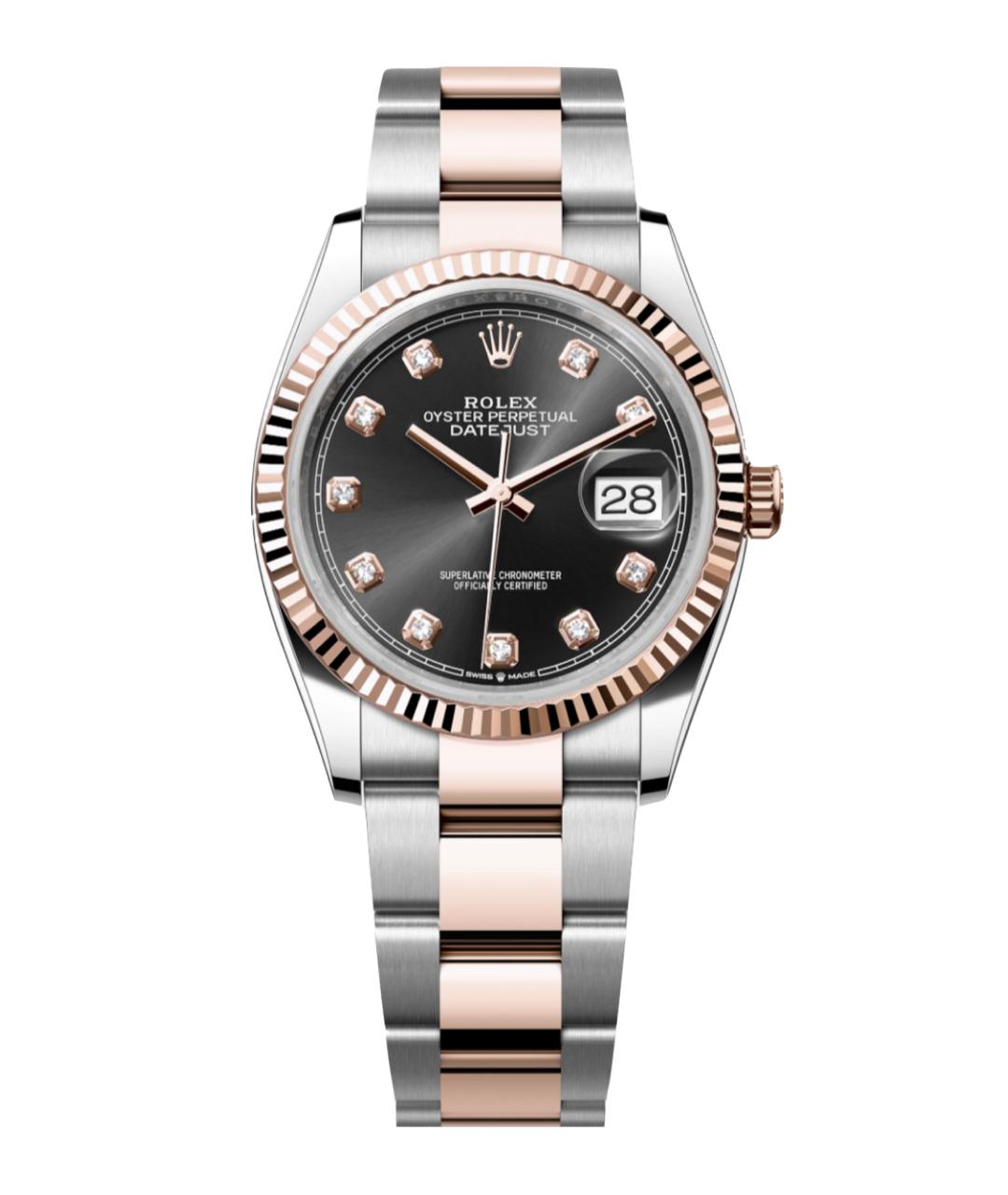 ROLEX Черные часы из розового золота, фото 1