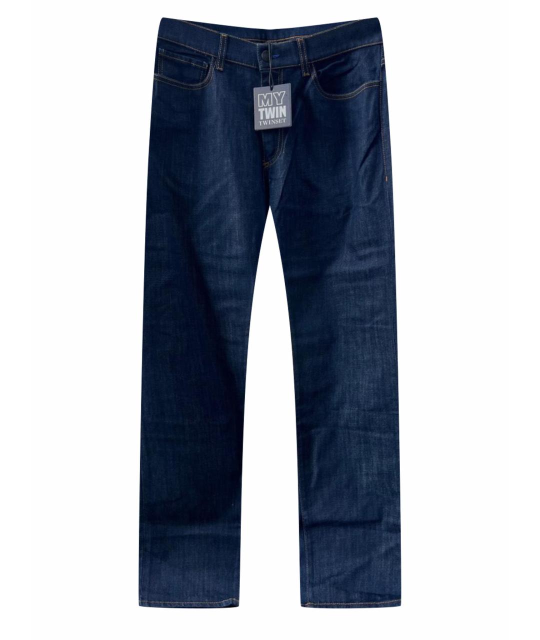 TWIN-SET Темно-синие хлопко-эластановые прямые джинсы, фото 1