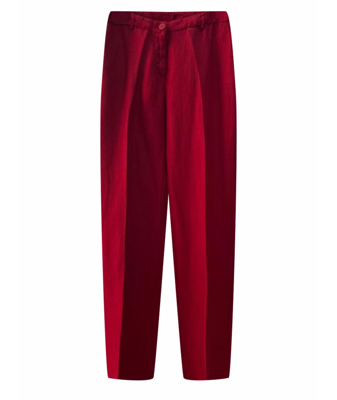 TWIN-SET Красные льняные брюки широкие, фото 1