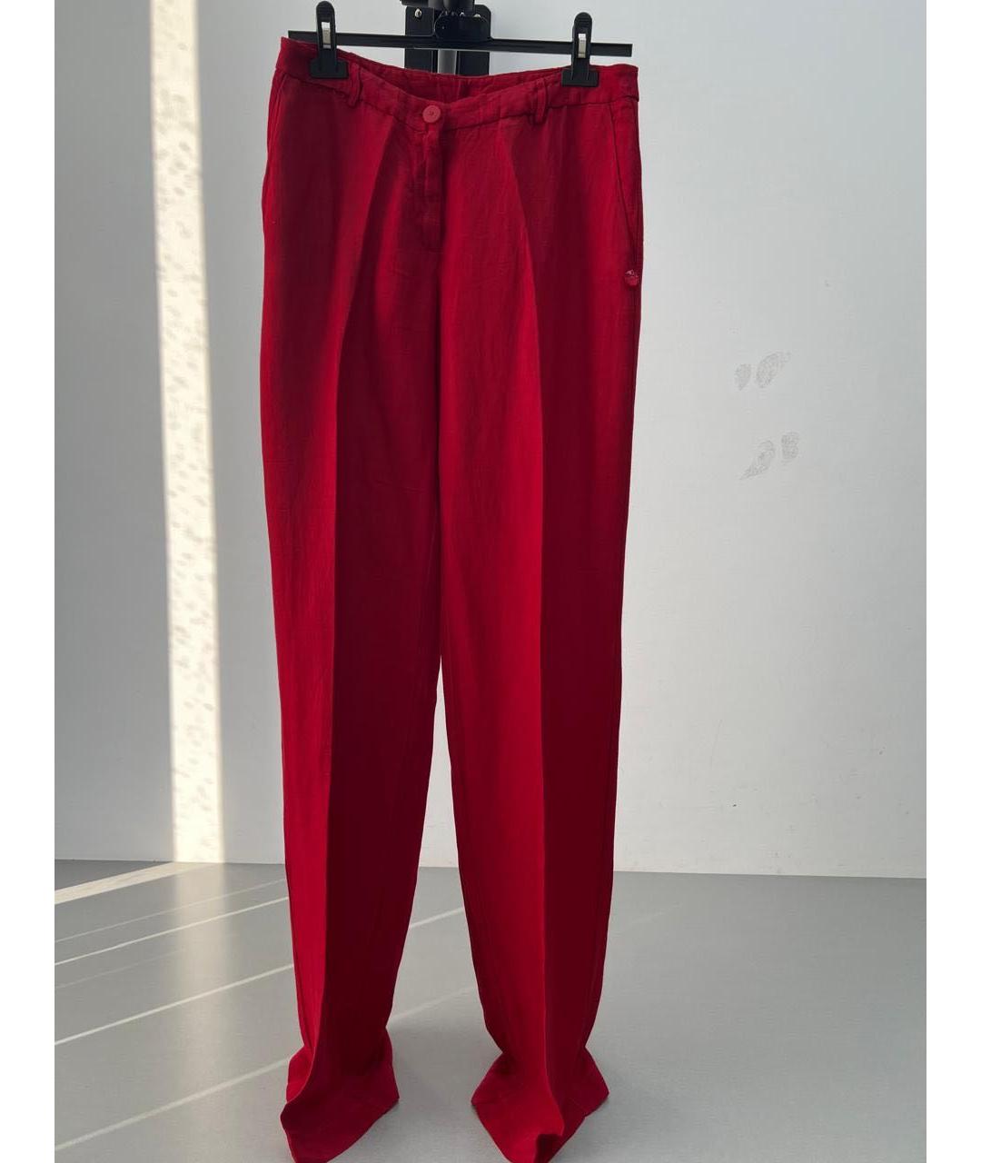 TWIN-SET Красные льняные брюки широкие, фото 7