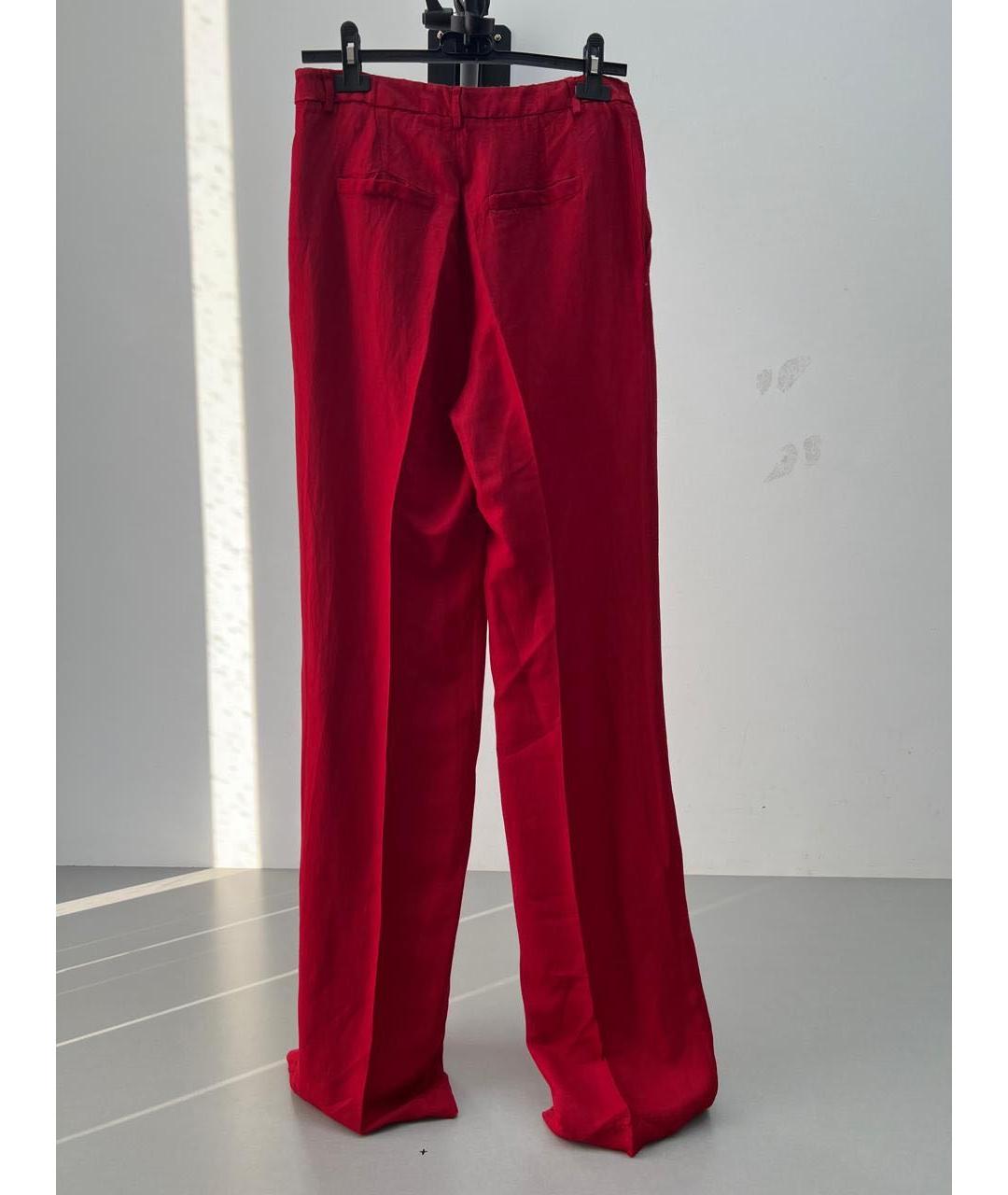 TWIN-SET Красные льняные брюки широкие, фото 2