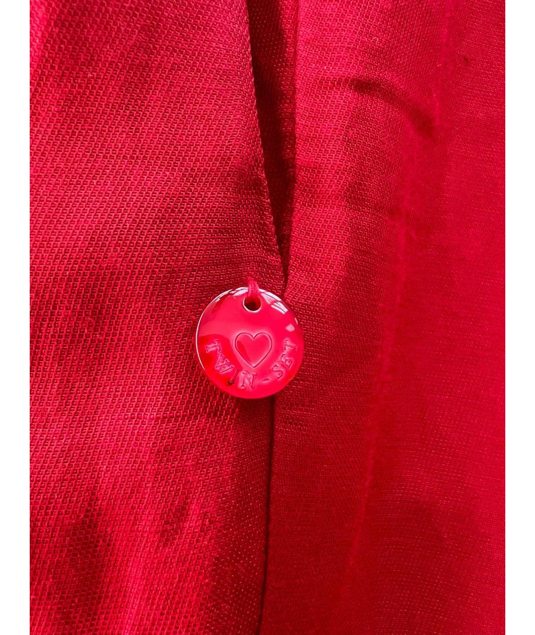 TWIN-SET Красные льняные брюки широкие, фото 5
