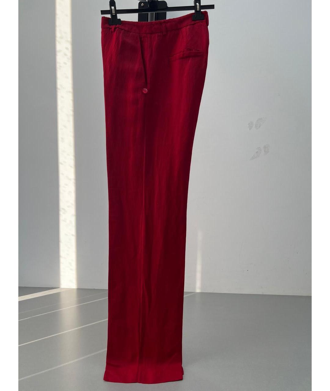 TWIN-SET Красные льняные брюки широкие, фото 4