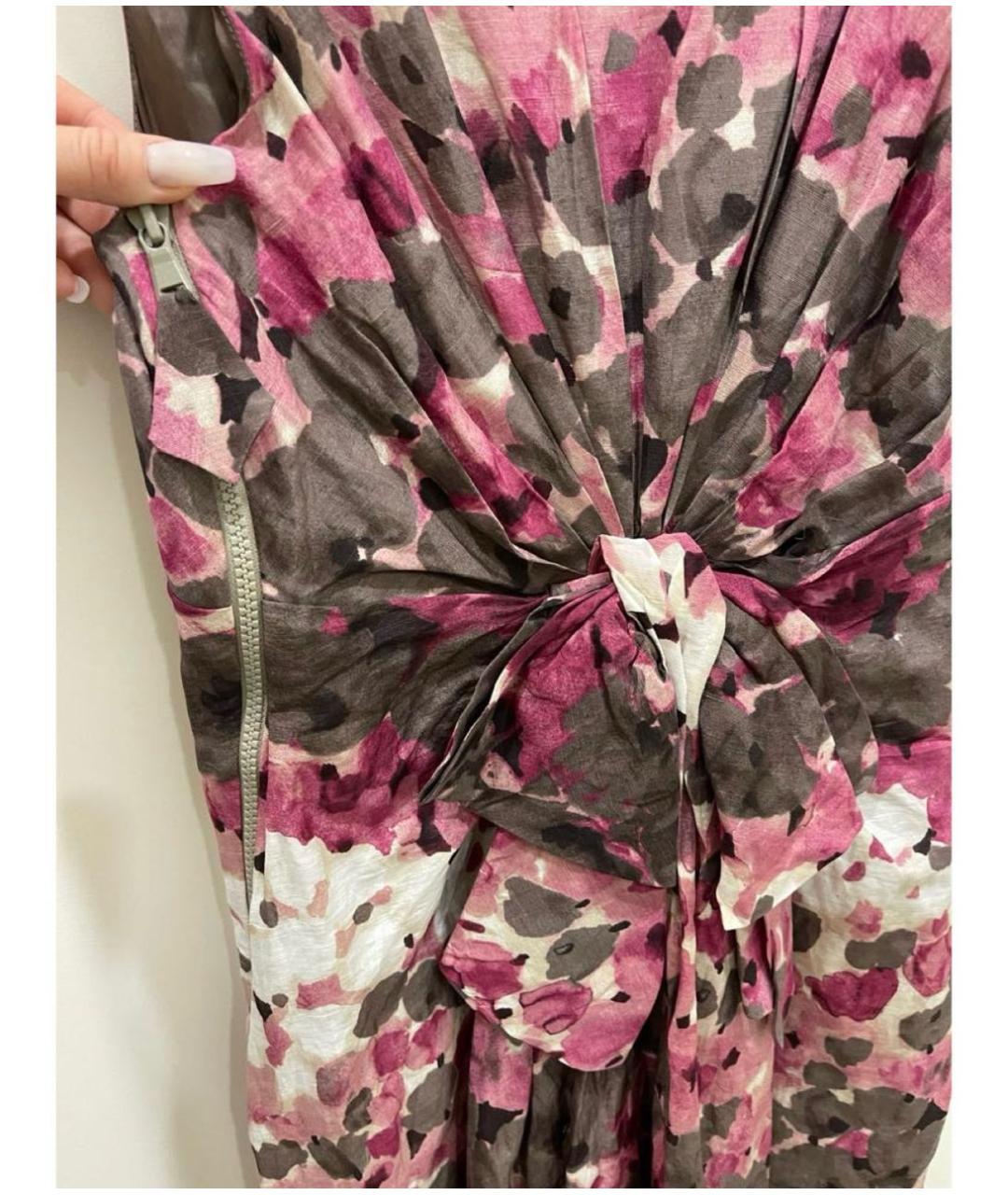 MOSCHINO Розовое льняное коктейльное платье, фото 4