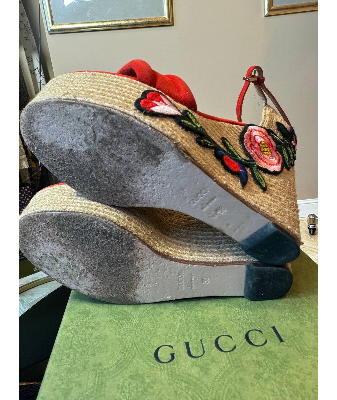 GUCCI Красные босоножки, фото 5