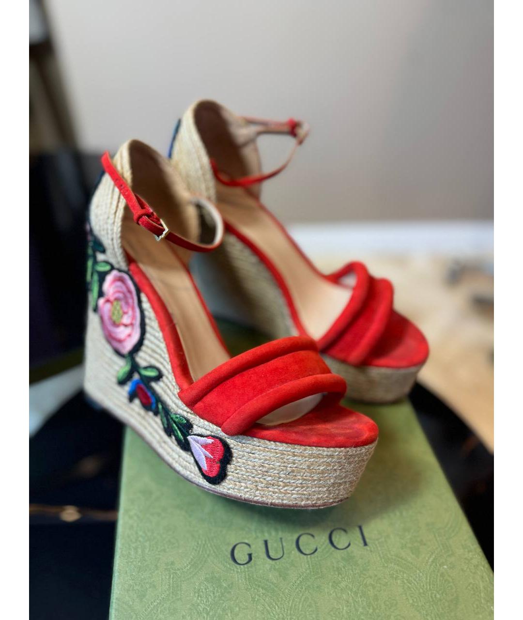 GUCCI Красные босоножки, фото 3