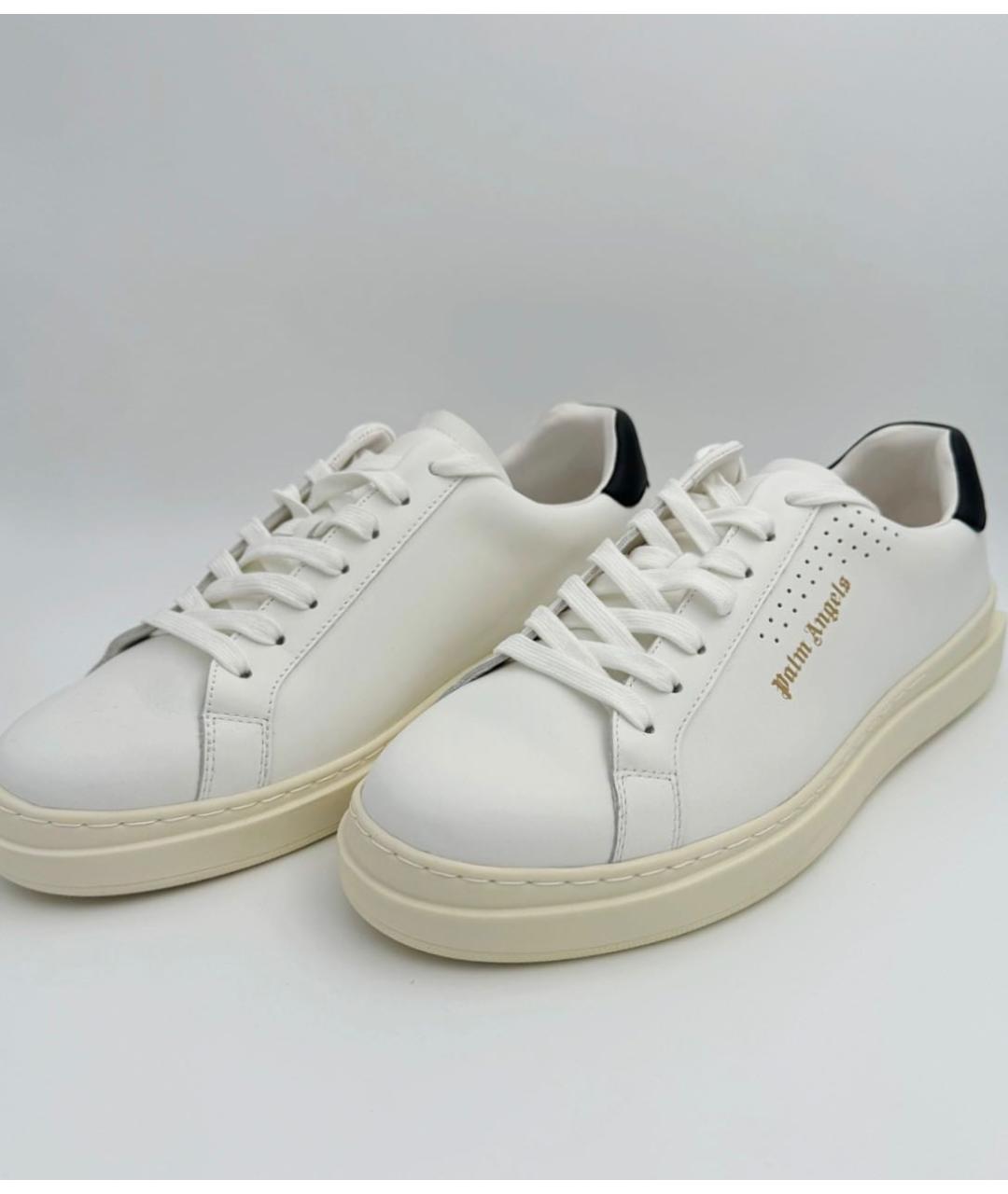 PALM ANGELS Белые кожаные низкие кроссовки / кеды, фото 3