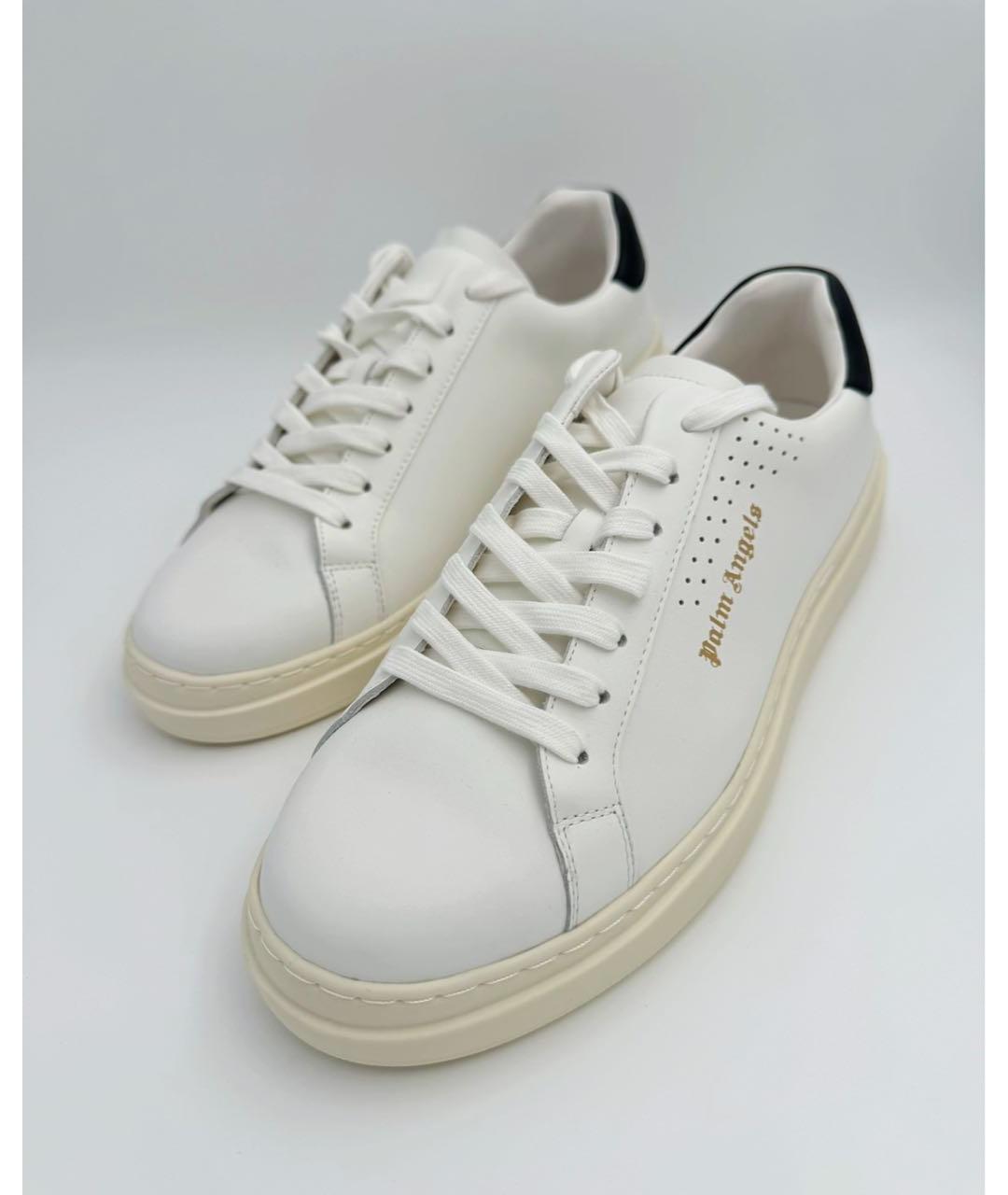 PALM ANGELS Белые кожаные низкие кроссовки / кеды, фото 2