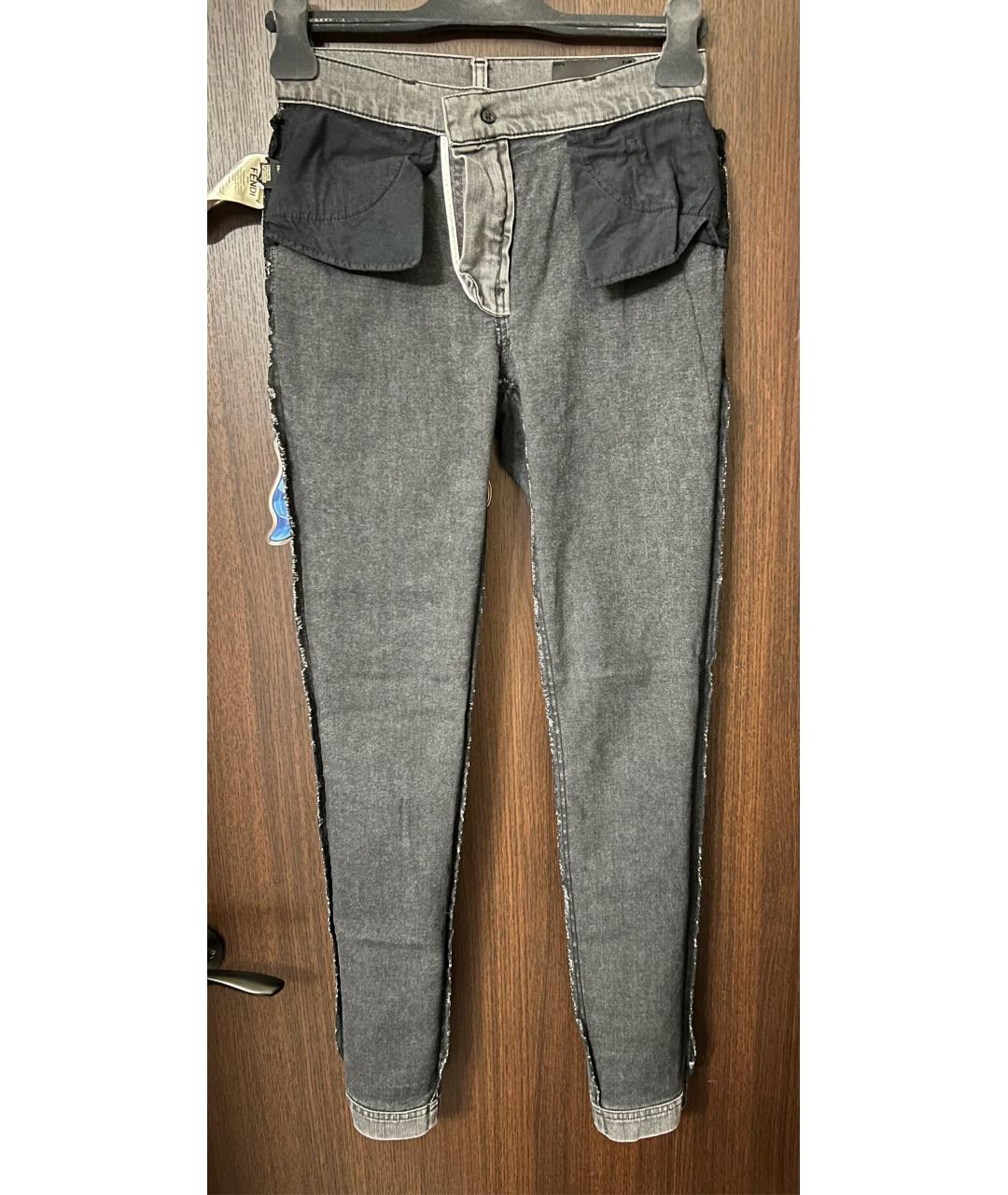 FENDI Антрацитовые хлопковые джинсы слим, фото 3