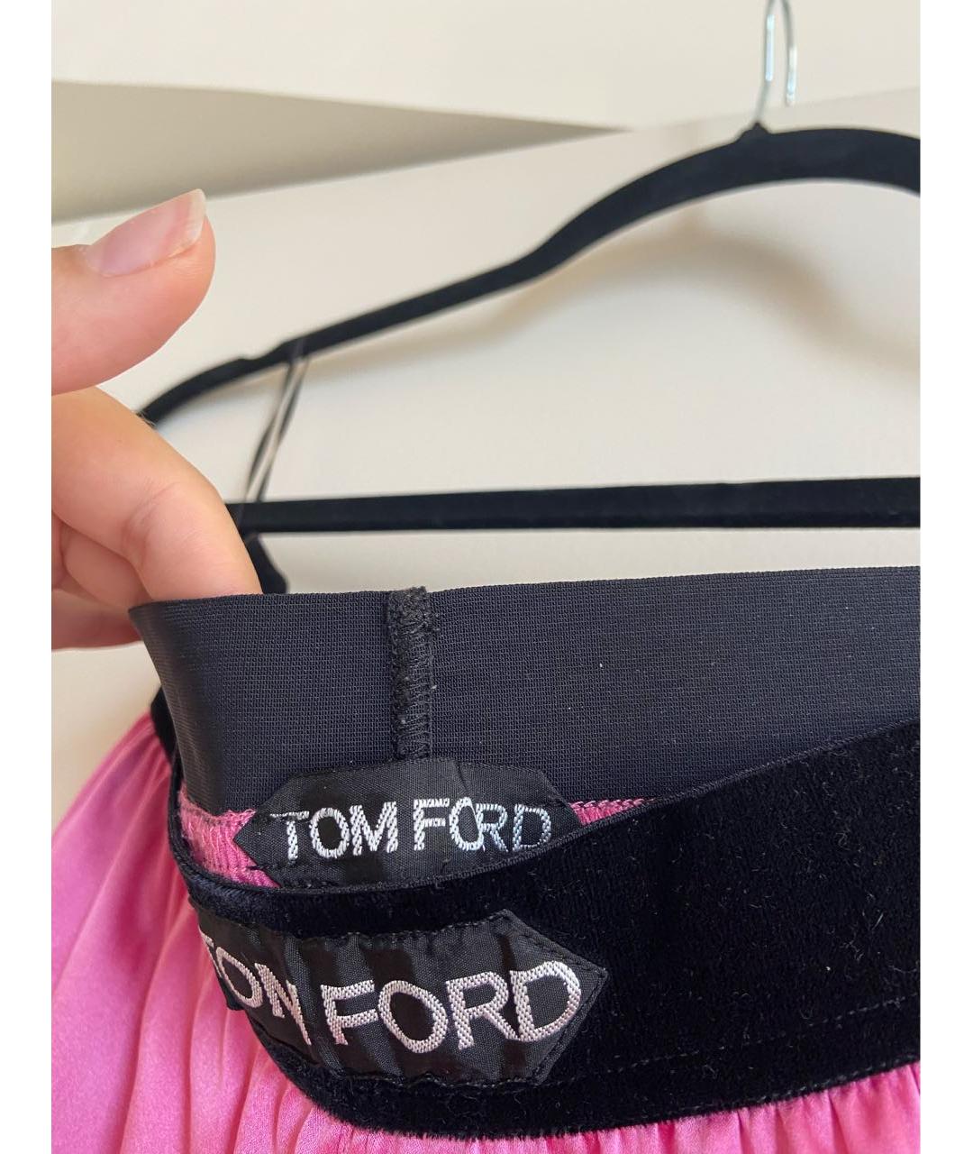 TOM FORD Розовые атласные прямые брюки, фото 4