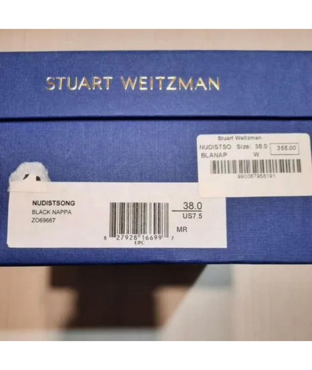 STUART WEITZMAN Черные кожаные босоножки, фото 6