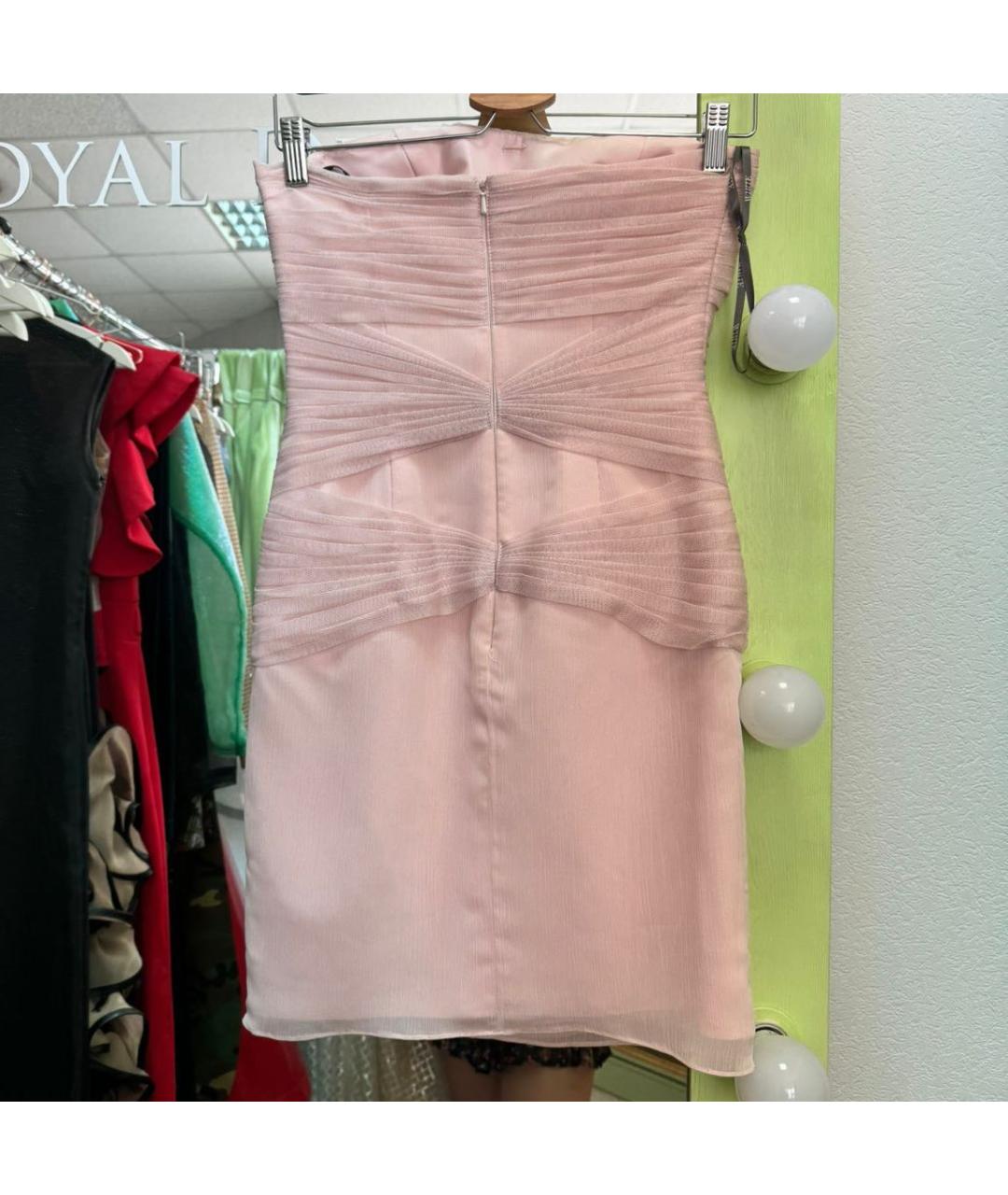VERA WANG Розовое шифоновое коктейльное платье, фото 2