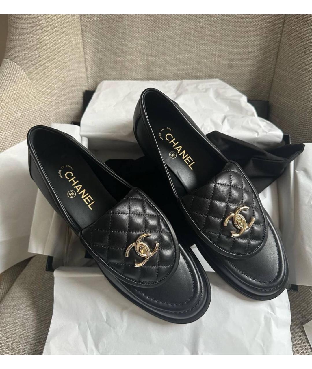 CHANEL Черные кожаные лоферы, фото 2