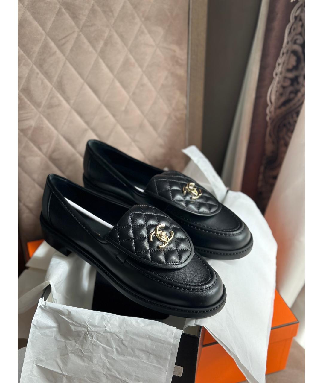 CHANEL Черные кожаные лоферы, фото 7