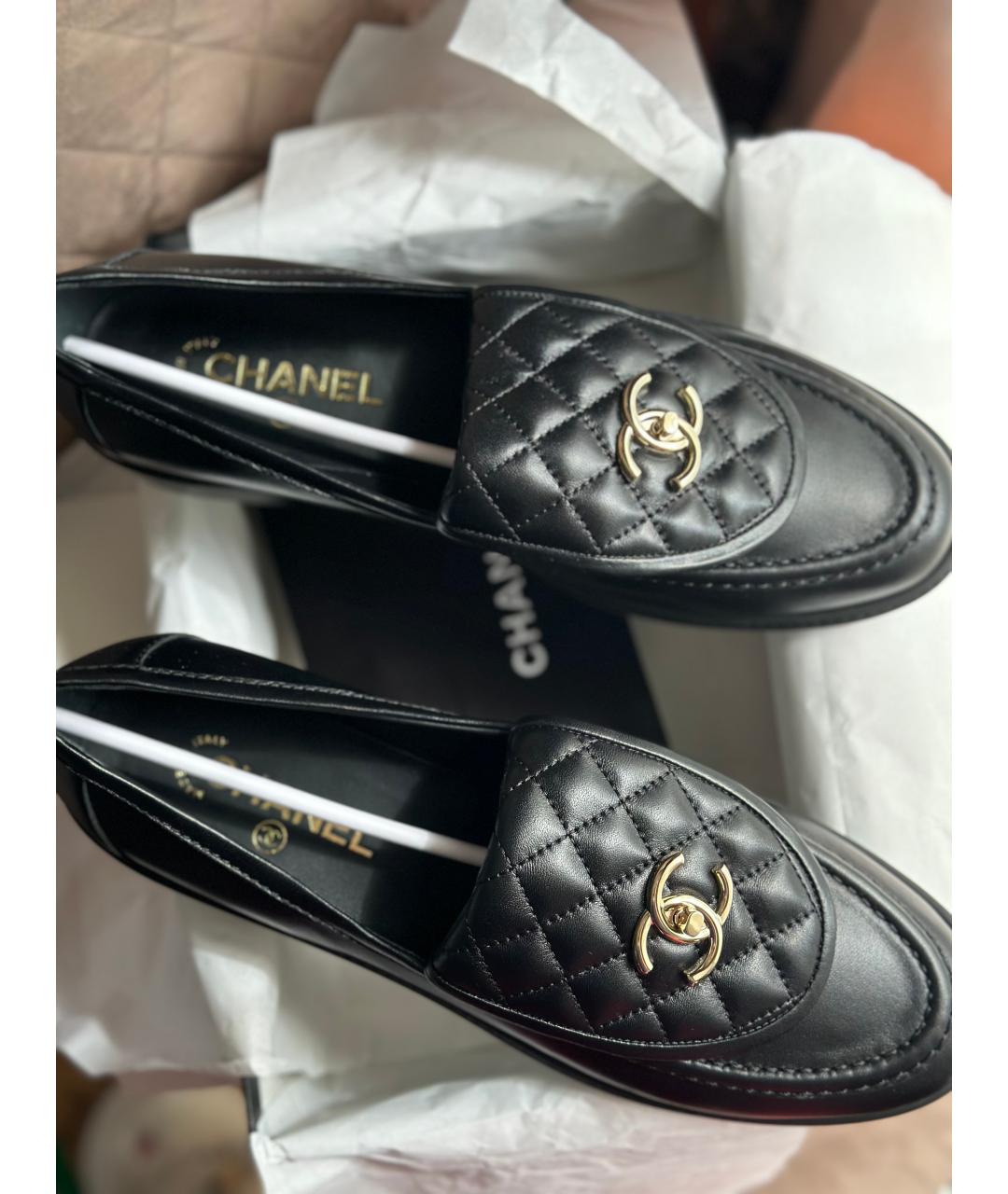 CHANEL Черные кожаные лоферы, фото 3
