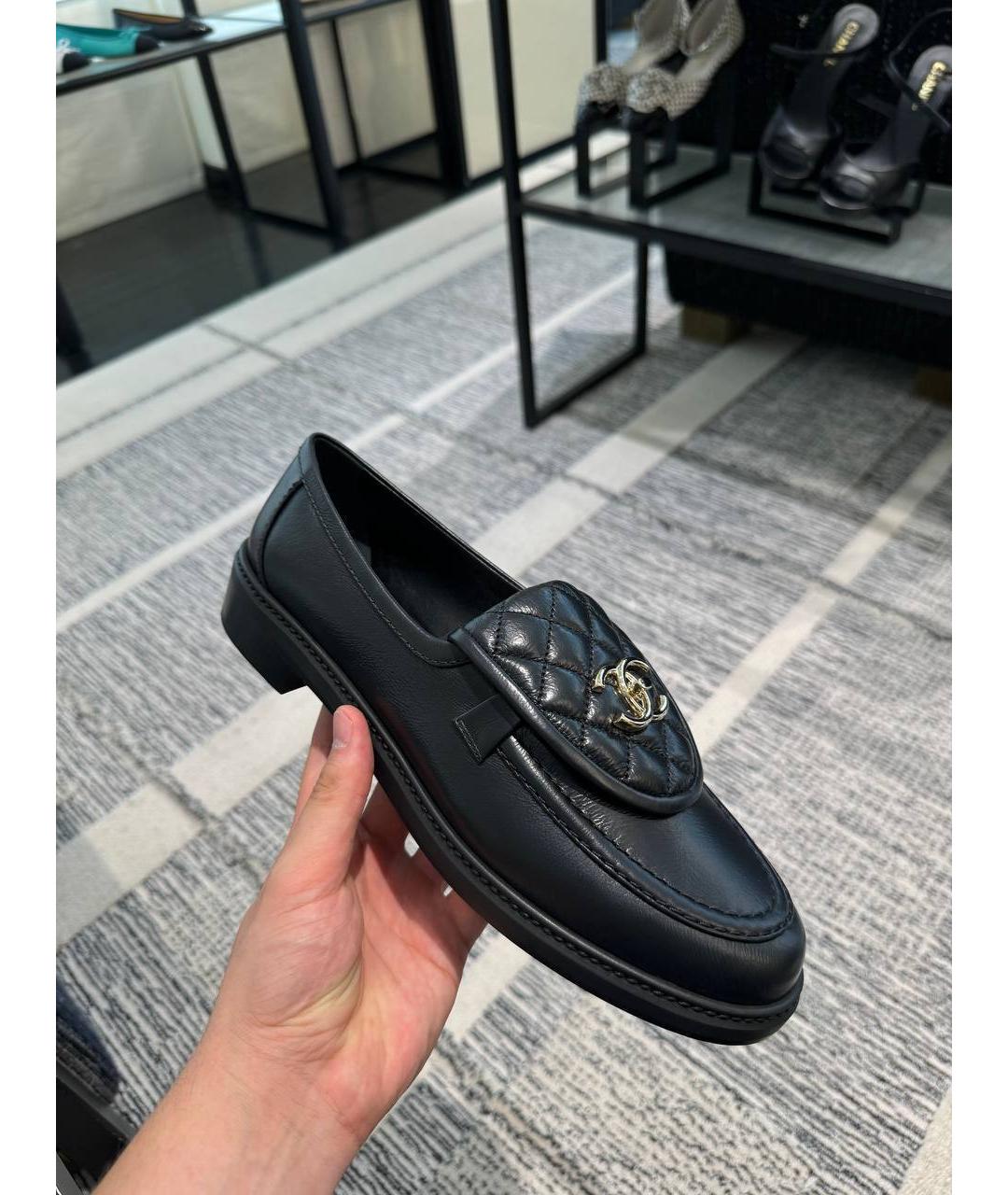 CHANEL Черные кожаные лоферы, фото 5