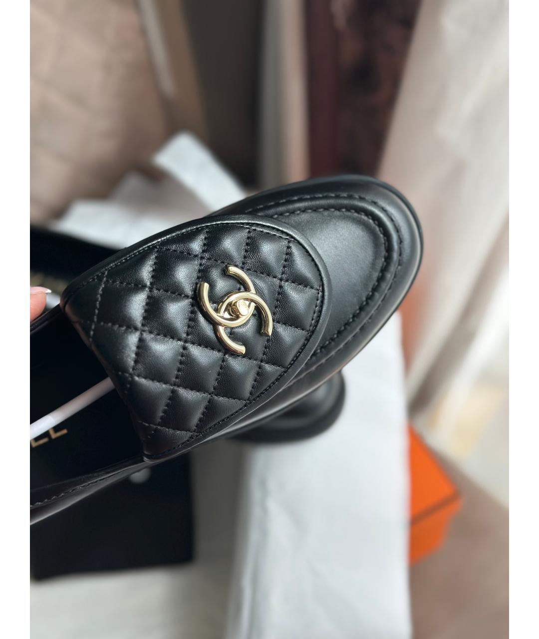 CHANEL Черные кожаные лоферы, фото 6