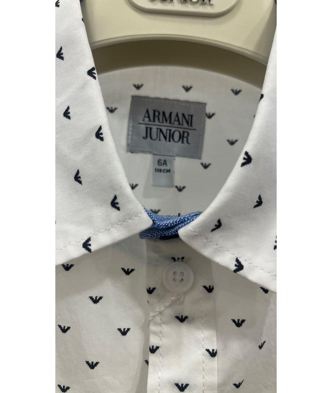ARMANI JUNIOR Белая хлопковая детская рубашка, фото 4
