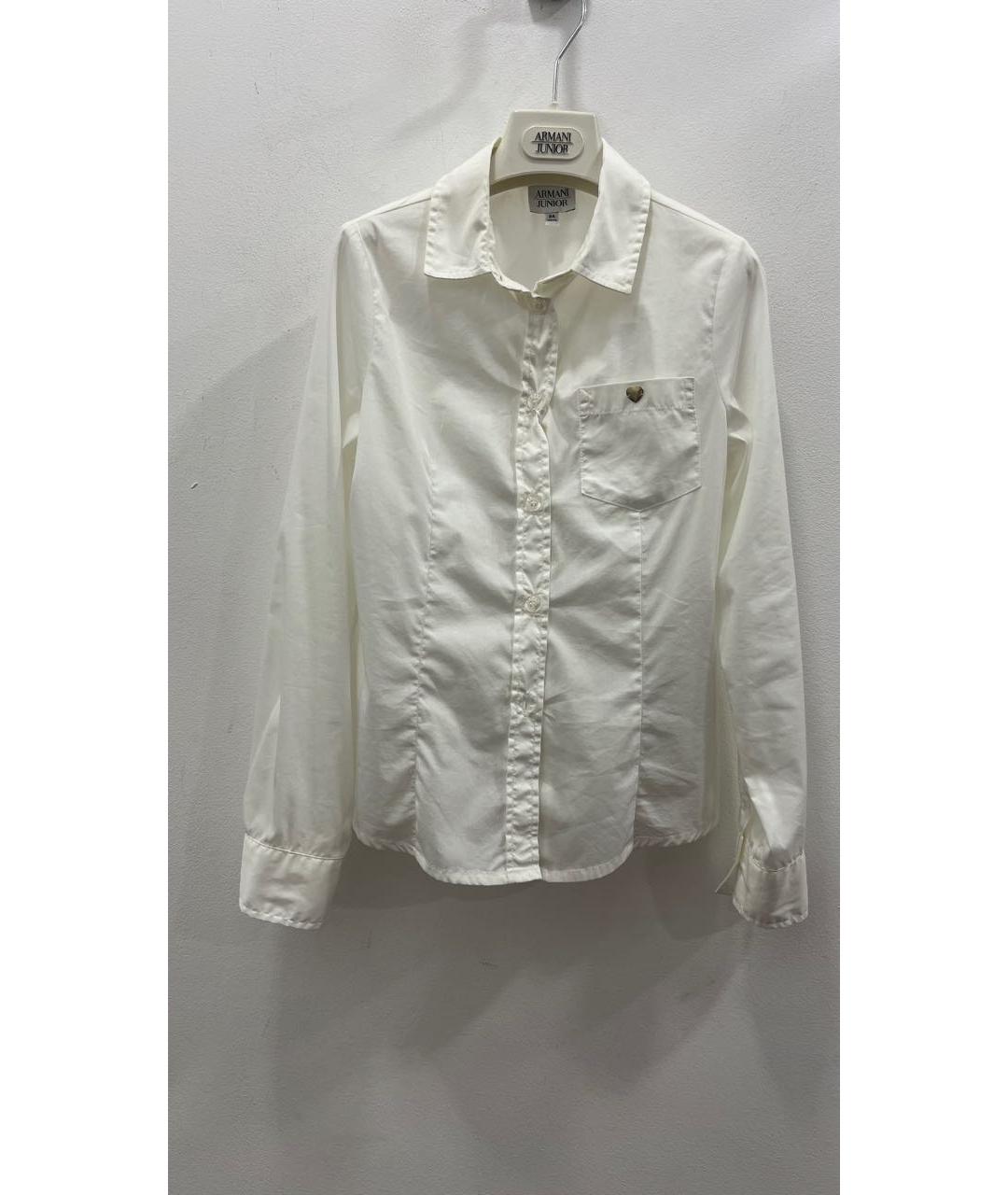 ARMANI JUNIOR Белая хлопковая рубашка/блузка, фото 7