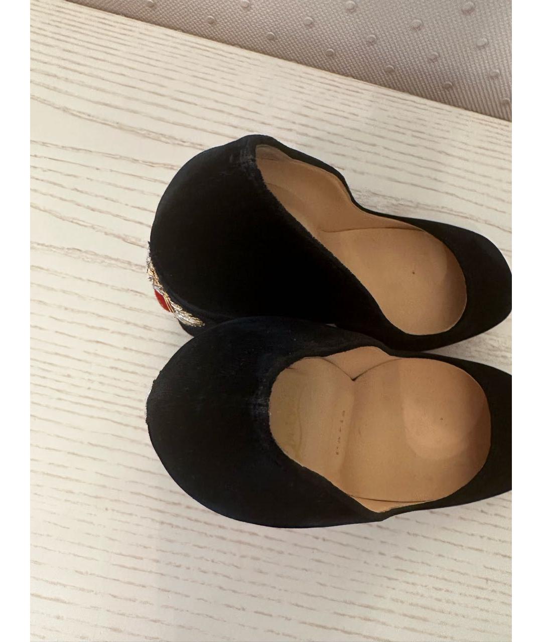 CHRISTIAN LOUBOUTIN Черные бархатные туфли, фото 8