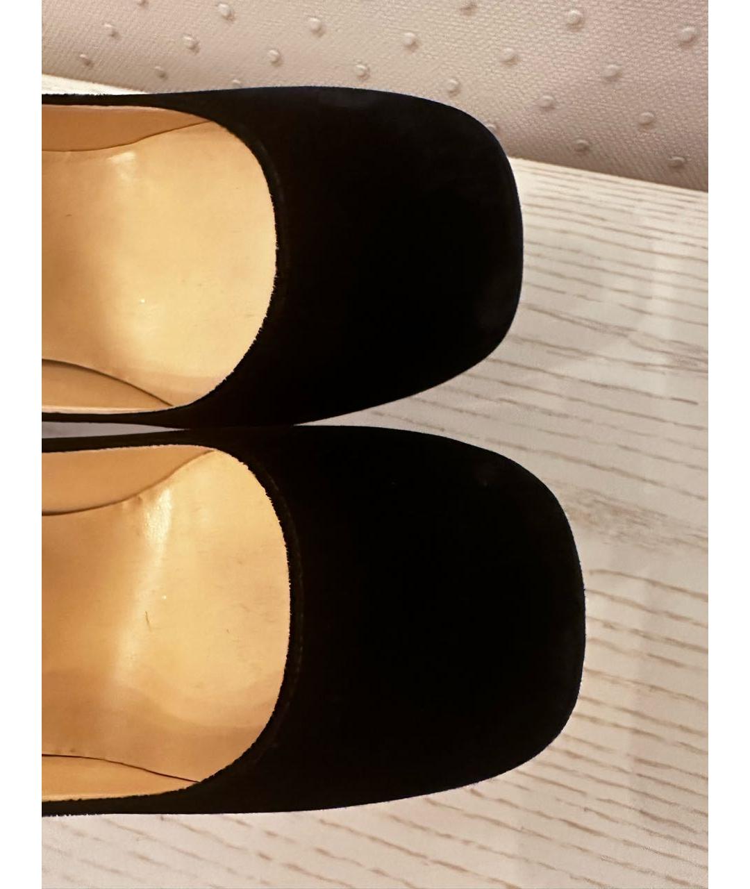 CHRISTIAN LOUBOUTIN Черные бархатные туфли, фото 7