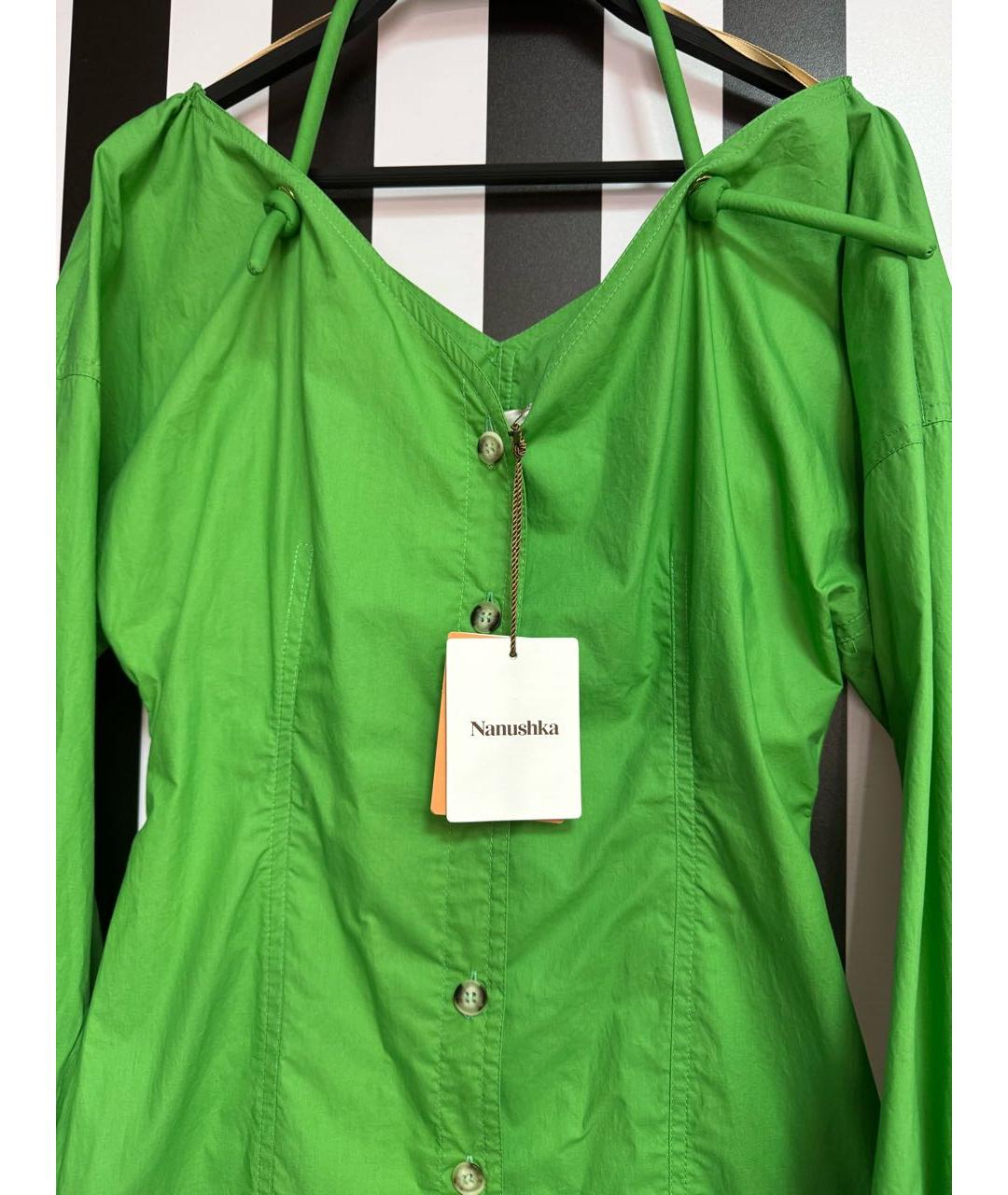 NANUSHKA Зеленые хлопковое повседневное платье, фото 5